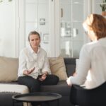 woman receiving mental health counseling